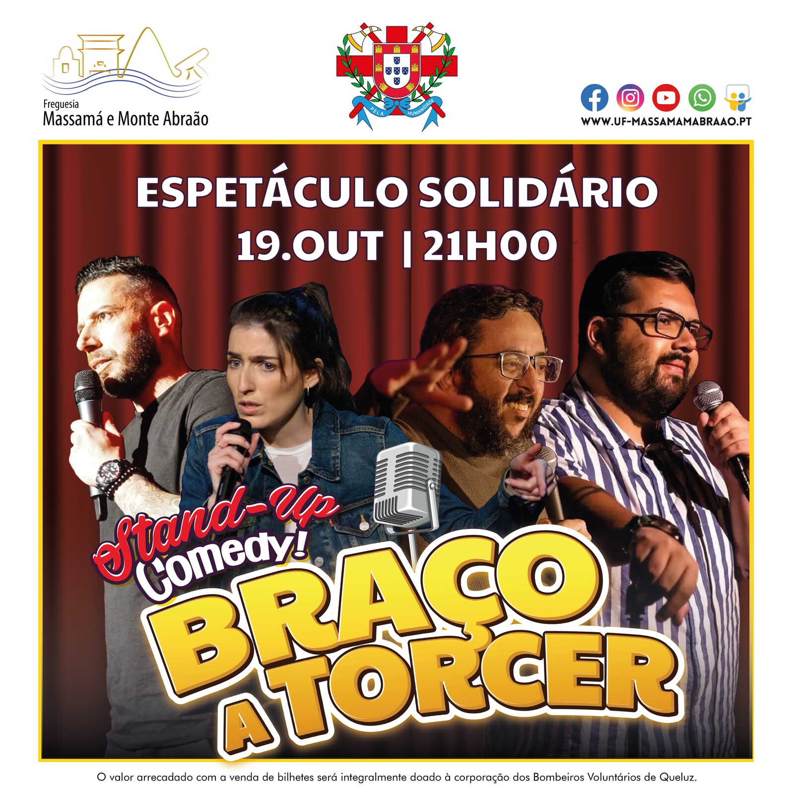 Espetáculo Solidário de Stand Up Comedy para apoiar os BVQ