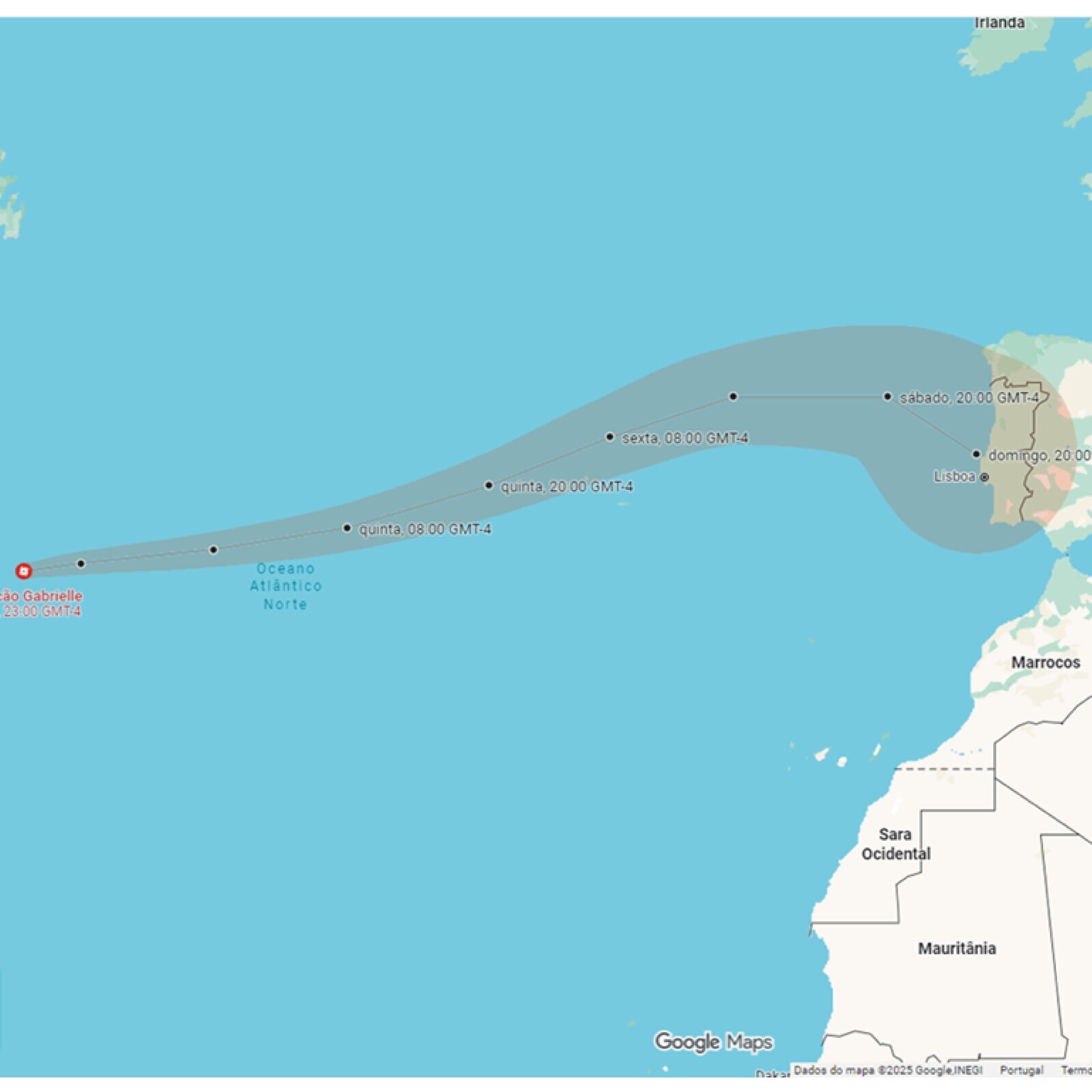 Ciclone Gabrielle aproxima-se de Portugal este fim de semana